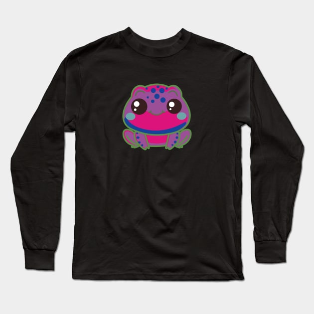 Bi Pride Frog | Cute Design with Bisexual Flag Colors Long Sleeve T-Shirt by pawsitronic